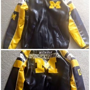 💥U of Michigan Faux Leather Coat! *!